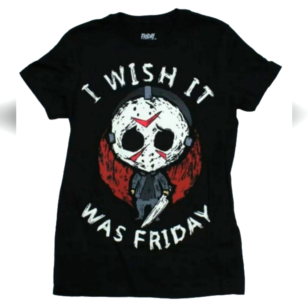 Friday the 13th I WISH IT WAS FRIDAY Jason Voorhees Graphic T-Shirt Horror Goth